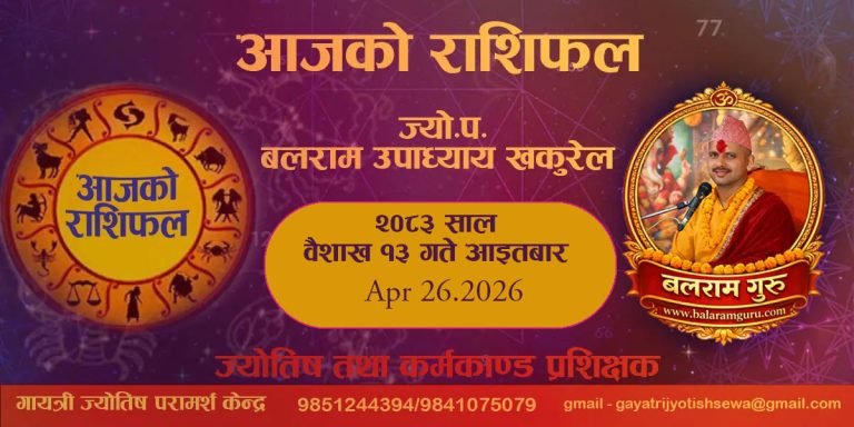 २०८३ साल वैशाख १३ गते आइतबारको राशिफल